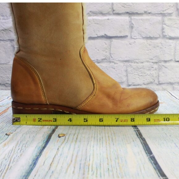 Area Forte Tan Leather Fleece Lined Side Zip Knee High Boots EU 38 US 7 - Picture 7 of 9